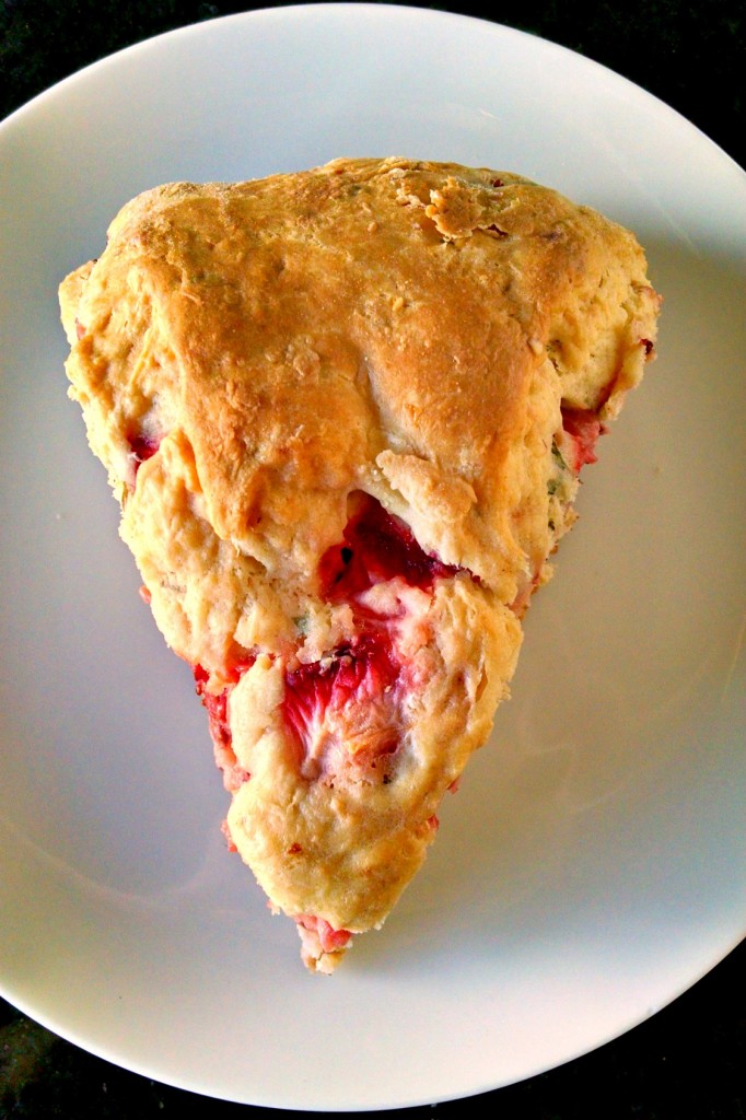 These Strawberry Basil Scones are perfect for afternoon tea or a spring dessert.