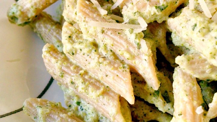 Broccoli pesto pasta: the perfect way to sneak in some extra greens into your pasta dish! It's a flavorful and nutritious twist on traditional pesto pasta #BroccoliPestoPasta #PastaLoversUnite #HealthyEats #VeggiePasta #PestoPerfection