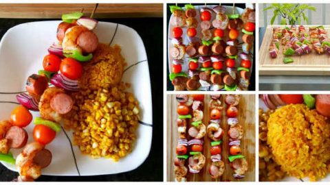 Cajun Kabobs are like Jambalaya on a stick! They’re simply delicious with a nice kick of Cajun seasoning. Serve with yellow rice for a light, summer dinner. #CajunCooking #SpiceItUp #FoodieFridays #GrillMaster #LaissezLesBonTempsRouler