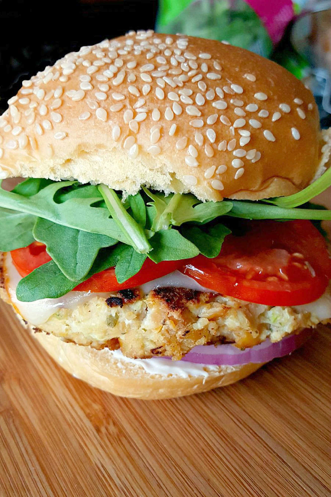 Falafel meets zucchini fritter in this recipe mash up. Courgette and Ricotta Falafel Burgers are healthy, delicious, and perfect for a meatfree meal! #FalafelBurgers #VegetarianEats #HealthyBurgerOptions #MeatlessMonday #CourgetteRicottaCombo
