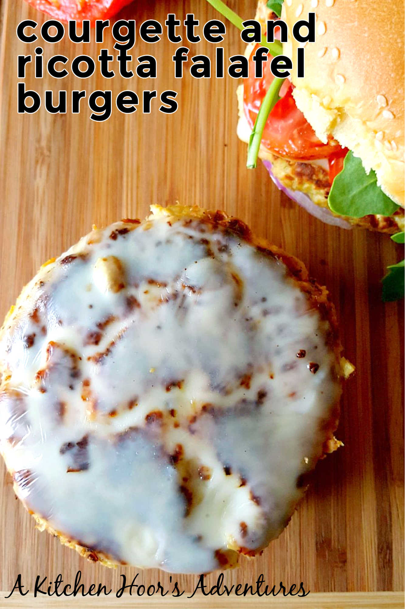 Falafel meets zucchini fritter in this recipe mash up. Courgette and Ricotta Falafel Burgers are healthy, delicious, and perfect for a meatfree meal! #FalafelBurgers #VegetarianEats #HealthyBurgerOptions #MeatlessMonday #CourgetteRicottaCombo
