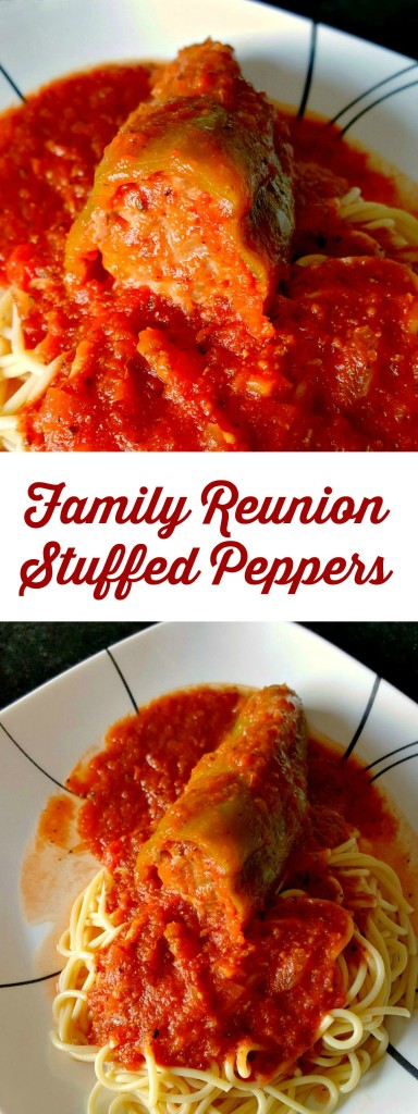 Family Reunion Stuffed Peppers have few ingredients but taste amazing.