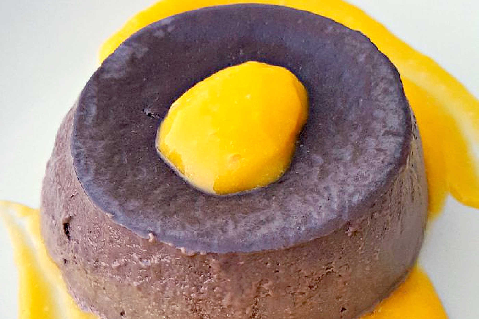 🍫 Dark Chocolate Panna Cotta + 🥭 Mango Coulis = Heaven! #DarkChocolatePannacotta #MangoCoulisDelight #DessertGoals #ChocoholicIndulgence #FoodieFridays #chocolateloversunite #dessertgram #pannacottaperfection #mangomadness #chocolateloverdelight