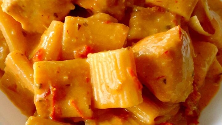 Red Riggie Chicken, otherwise known as Chicken and Sun-Dried Tomato Pasta Pot, is creamy, tangy, cooked in one pot, and on the table in under 30.