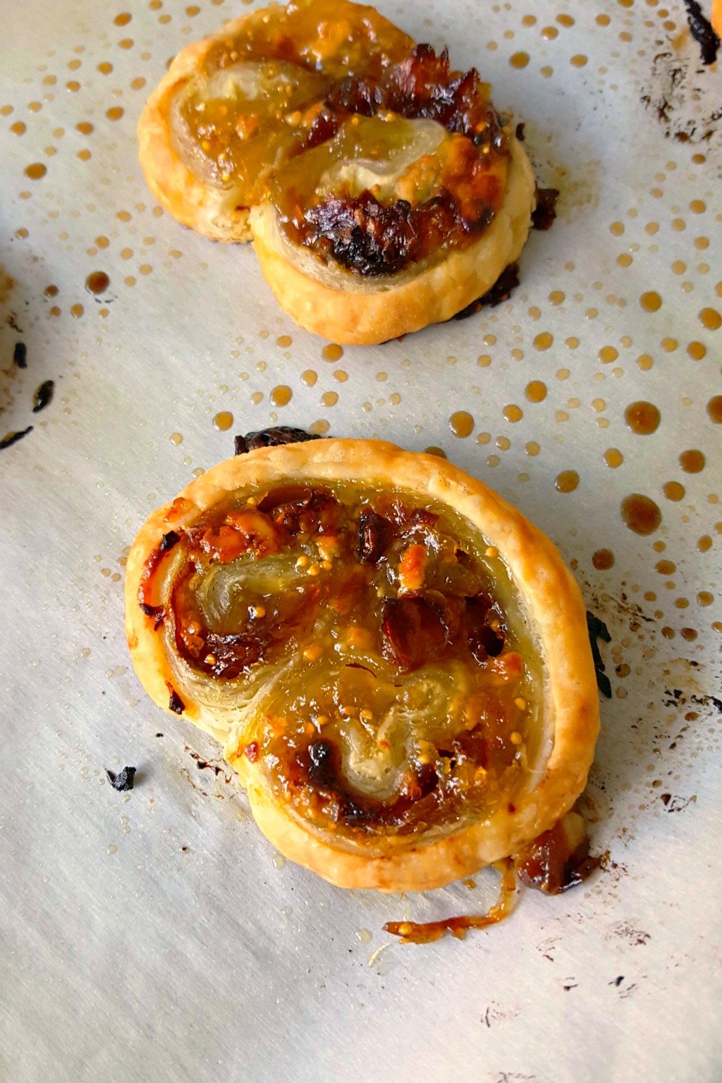 blue cheese, fig, and caramelized onion palmiers