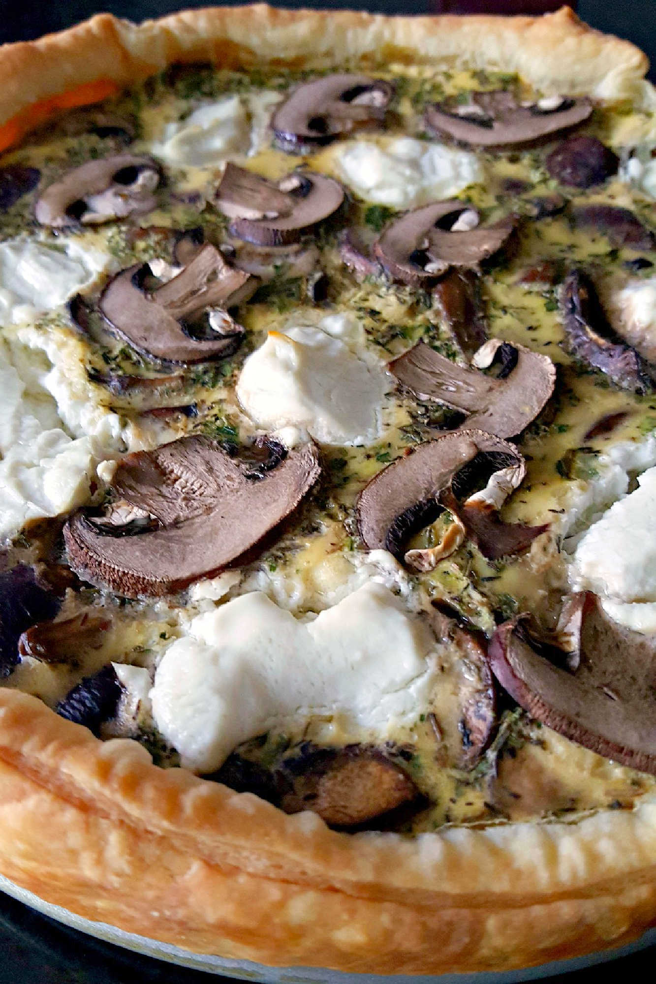 Searching for a flavorful centerpiece? These layers of flaky pastry, earthy mushrooms, and creamy goat cheese come together for a savory tart that's perfect for brunch or a light lunch. Save this recipe for your next meal inspiration. #MushroomCheeseTart #SavoryTart #GoatCheeseObsessed #MushroomLover #FarmToFork #mushroomtart #goatcheeselove #savorytreats #vegetariantart #gourmetfoodie