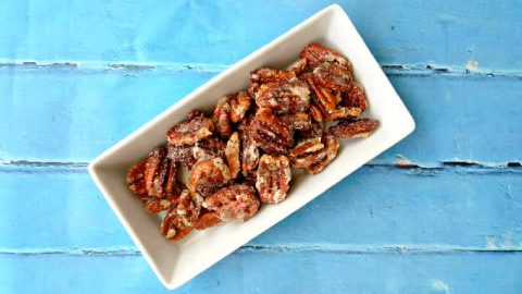 Almonds are so last year! Sweet and Savory Herb Roasted Pecans are the new go to work snack! They go toe to toe against almonds. I've paired some savory rosemary and thyme with orange zest and sugar coating to highlight the maple flavor in these pecans.