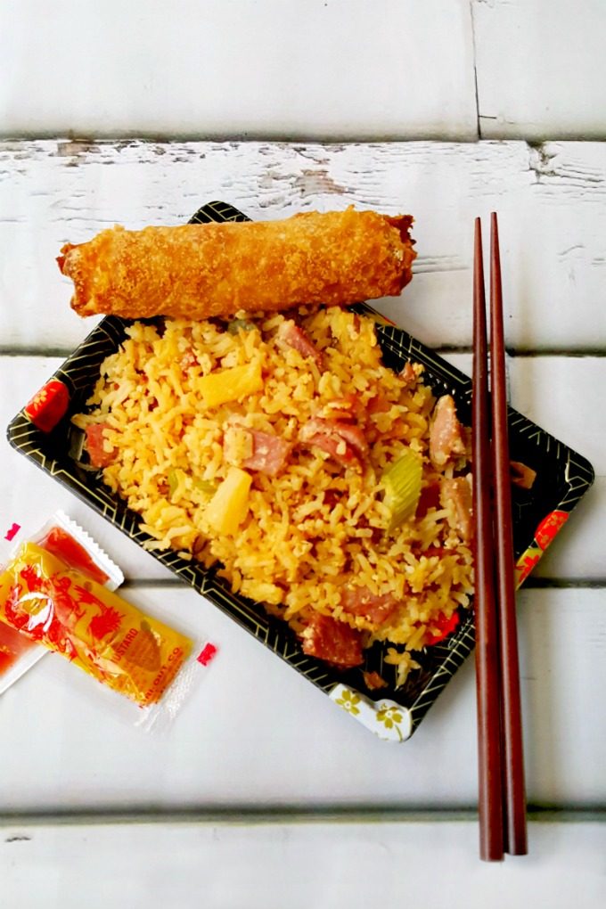 This Hawaiian pizza inspired fake-out food, Hawaiian Fried Rice has lots of flavor and cooks up quick for any night of the week.