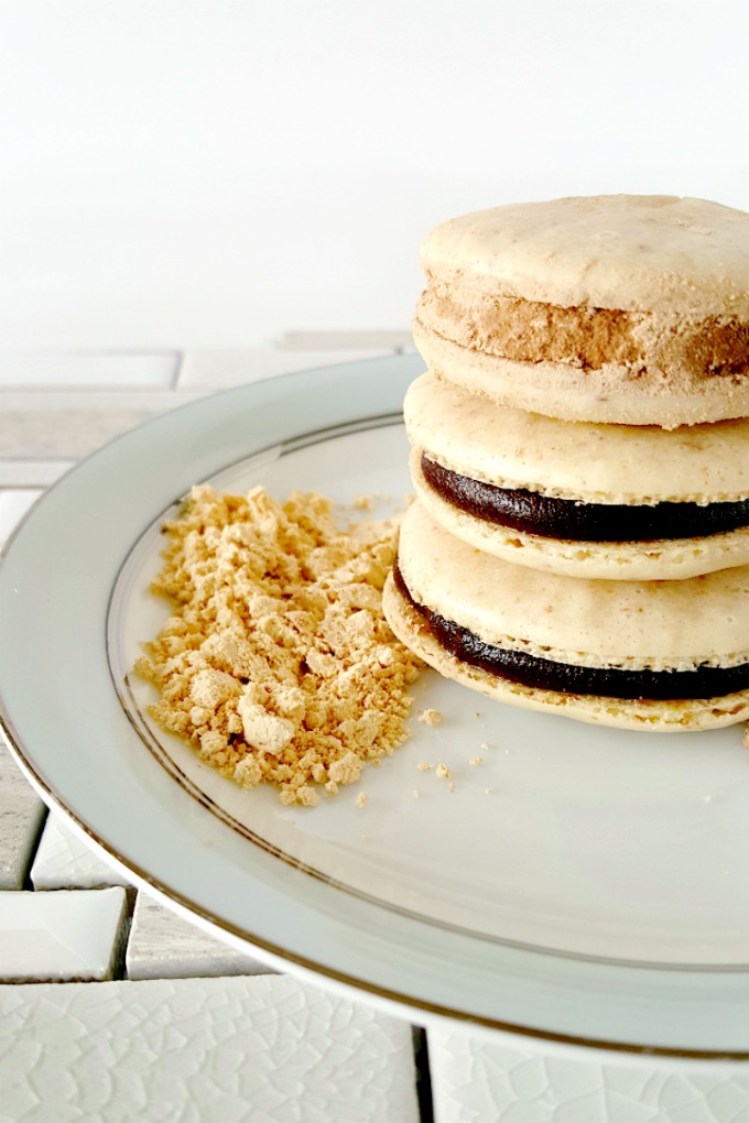 These Peanut Butter and Chocolate Macaron have amazing flavor from the Jif™ Peanut Powder baked into the shells. #StartWithJifPowder!