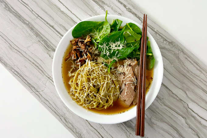 A mash up of pho style soup with Italian flavored beef, this Italian Beef Pho is simple, delicious, and perfect for cold nights like this one. #fusionrecipe #pho #Italiansoup #easyrecipe