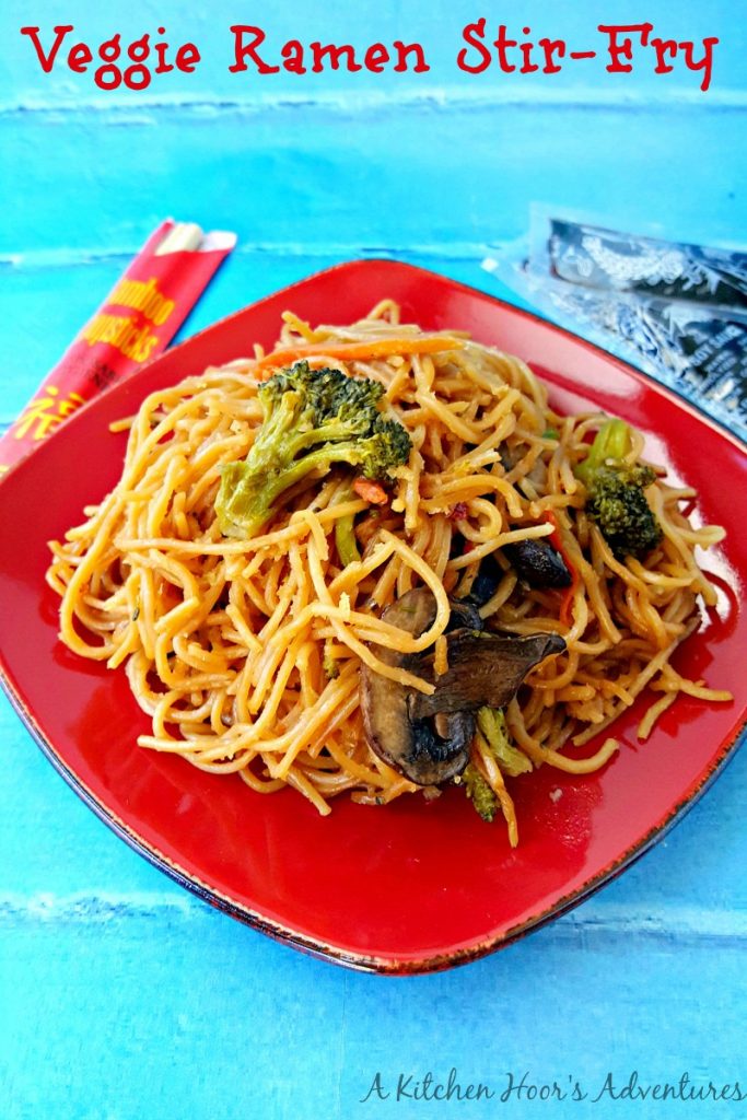 On even the busiest of days, you can whip up a delicious and healthy meal for your family with this Veggie Ramen Stir-Fry! @AKitchenHoor
