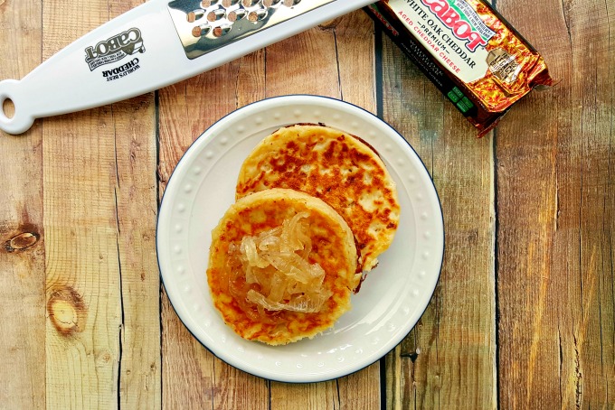 Chipotle Cheddar Crumpets with Candied Vidalia Onions