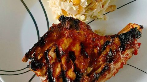 Pineapple Barbeque Chops with Colada Slaw
