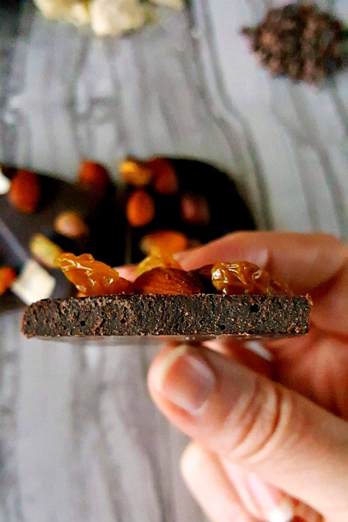 This Homemade Chocolate Energy Bark is the perfect afternoon snack filled with heart healthy almonds, dried fruit, and delicious homamde chocolate. Homemade chocolate is easy and you can make it as dark and as sweet as you want. #Choctoberfest #ad