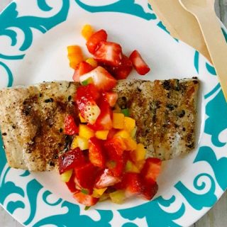 Grilled Fish Topped with Strawberry Salsa