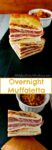 This is a muffaletta you could easy make for a crowd or a picnic. Overnight Muffaletta Sandwich is quick to make but tastes oh so delicious! Laissez les bons temps rouler!! #OvernightMuffaletta #SandwichSavant #MuffalettaMania #FoodieFaves #picnicsandwich #pressedsandwich
