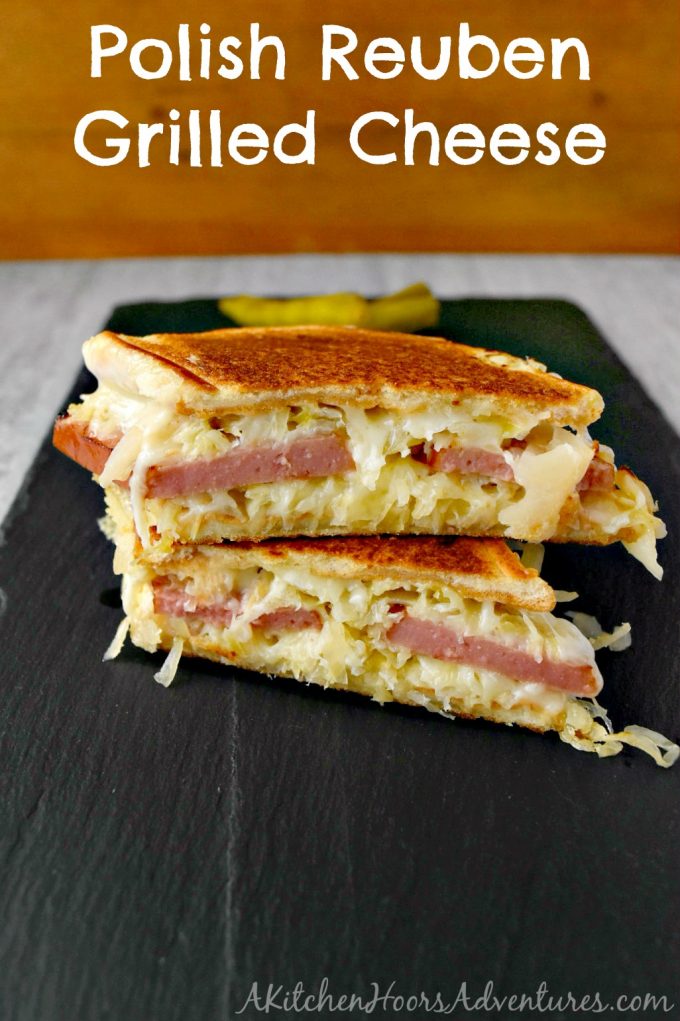 Swap out your corned beef for delicious kielbasa and you've got a different take on a classic. Polish Reuben Grilled Cheese is delicious and easy to make any day of the week. #GrilledCheese