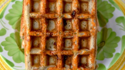 Buckwheat and Pepper Jack Waffles are have a nutty flavor with a hint of spice from the Cabot pepper jack cheese. They're perfect topped with poached eggs and hollandaise or rarebit sauce. #BrunchWeek