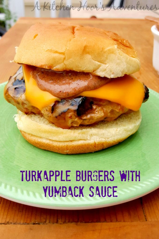 Turkapple Burgers with Yumback Sauce have ground turkey, apples, onions, and jalapenos topped with a delicious yumback sauce made with Blueberry White Pepper fruit ketchup. They're flavor packed and perfect for Memorial Day! #SundaySupper