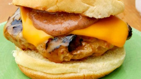 Turkapple Burgers with Yumback Sauce have ground turkey, apples, onions, and jalapenos topped with a delicious yumback sauce made with Blueberry White Pepper fruit ketchup.  They're flavor packed and perfect for Memorial Day!