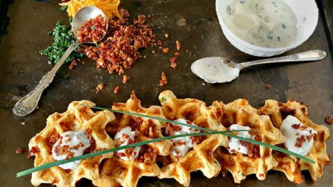 Image for Waffled Twice Baked Potato Pancake Bites