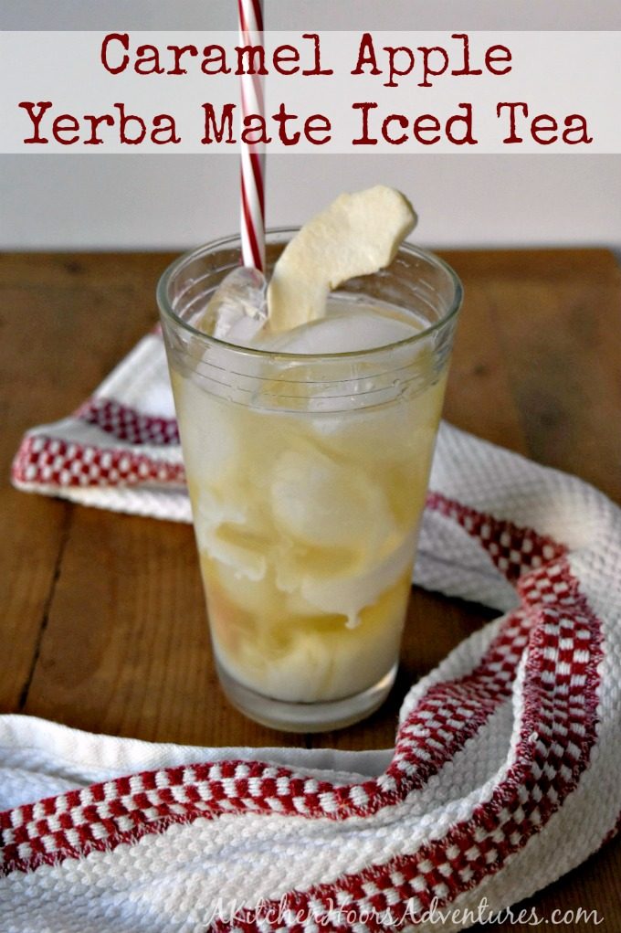 Slight sweet with a light apple and caramel flavor, this Caramel Apple Yerba Mate Iced Tea is power packed and delicious #IcedTeaDay drink!