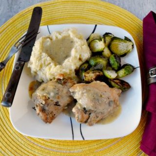 Milk makes the most tender chicken and delicious gravy.  Milk Braised Chicken Thighs are beyond fork tender and packed with delicious flavor. #DairyWeek