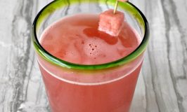 This Watermelon Strawberry Martini has TONS of watermelon flavor with just a hint of strawberry to make it interesting. #NationalMartiniDay