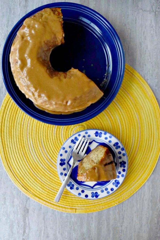 Your picnic guests will not be able to get enough of this Banana Snack Cake with Peanut Butter Glaze.