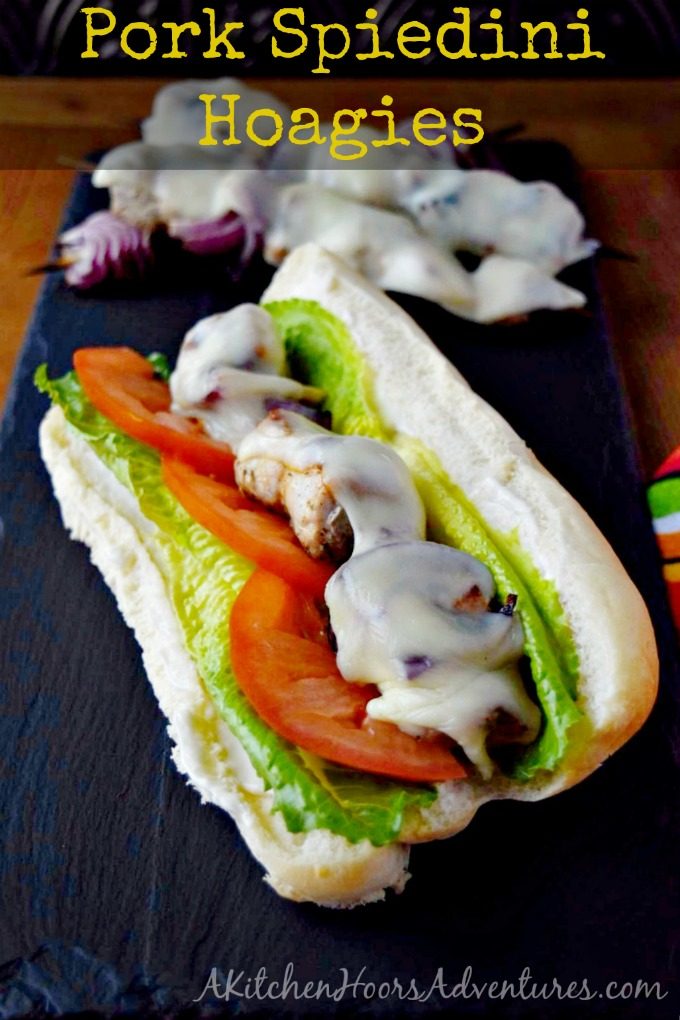 Quick and easy, Pork Spiedini Hoagies assemble in minutes, cook in minutes, and are devoured in seconds! Your family will love how delicious these hoagies are and you'll love how quick they are. #SundaySupper