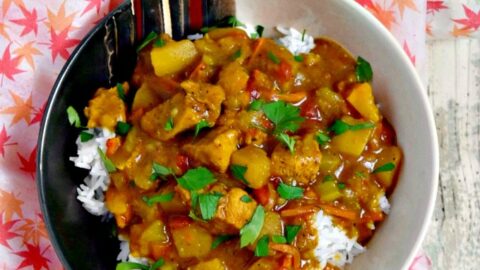 Chicken Pumpkin Curry is rich, comforting, and full of curry flavor! #pumpkincurry #chickencurry #curryrecipe #currylover #PumpkinCurryDelight #FallFlavors #HealthyChickenDish #EasyWeeknightMeal #CurryLoversUnite