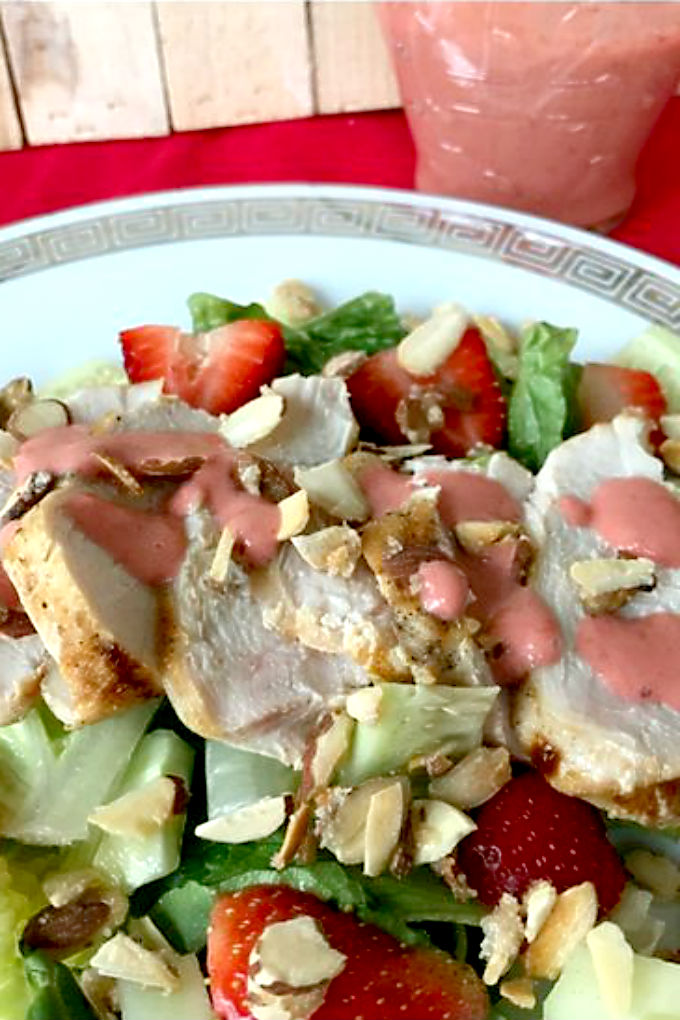 Strawberry Salad with Grilled Chicken and Strawberry Balsamic Vinaigrette 