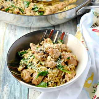 One Pot Italian Sausage Orzo with Spinach