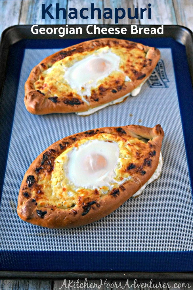 Khachapuri - Georgian cheese bread boats topped with egg