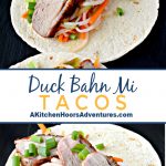 Tender and juicy Maple Leaf Farms duck is grilled up and serve on top of rich pate and quick pickled vegetables. Duck Bahn Mi Tacos are simple to make and taste so delicious! You can easily travel from your kitchen with this fun twist on duck, tacos, and bahn mi! #grilledduck #duckbreast #ducktaco #tacoaboutit #TacoTuesday