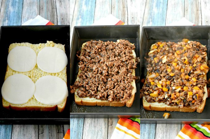 Delicious Certified Angus Beef ® brand ground beef is topped with sweet peppers, onions, and earthy mushrooms before being topped with Provolone cheese and baked.  Philly Cheese Steak Sloppy Joe Sliders are a combination of family friendly sloppy joes in a fun to eat pull apart slider recipe. 