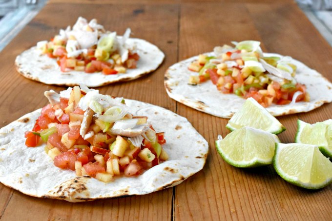 Cheddar Chicken Tacos with Apple Salsa