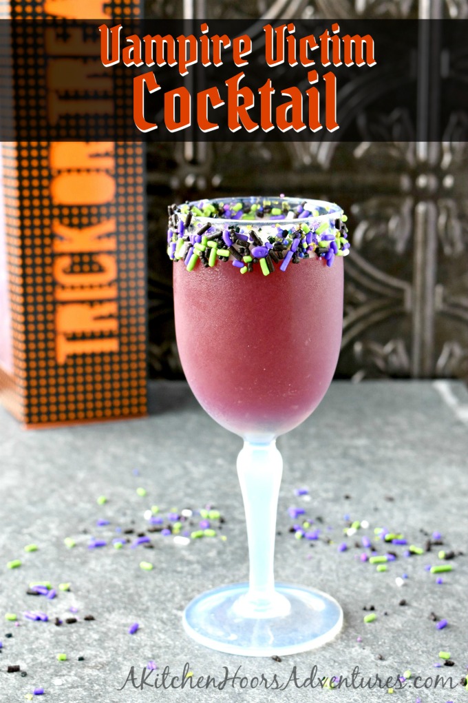 Cherry brandy is the star in this deliciously sweet cocktail.  Vampire Victim Cocktail sneaks up on you like a vampire.  You won't know what hits you until you've been bitten! #HalloweenRecipes