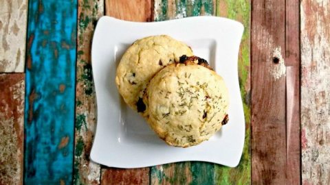 Cranberry White Chocolate Rosemary Scones are packed with flavor, as you imagine. The tart, dried cranberries are offset by the slightly sweet flavor of the white chocolate and touch of sugar in these scones. The unexpected rosemary is not overpowering and truly makes these smell and taste amazing.