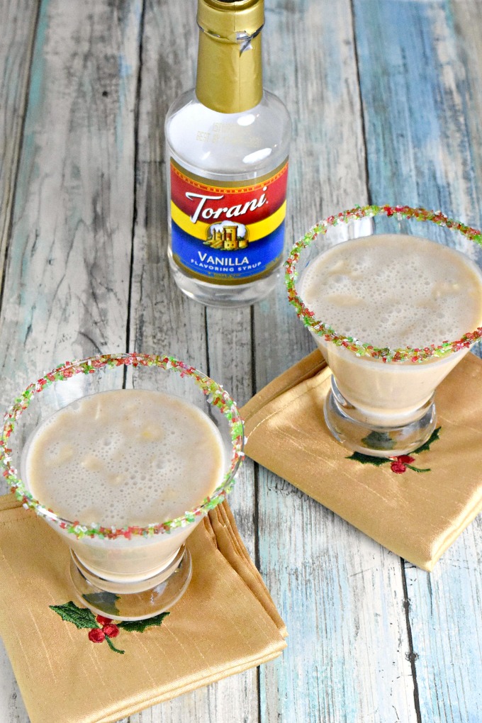 The flavors of cococnut in this Puerto Rican eggnog makes is divine!  I took the traditional Puerto Rican Coquito and added a twist of Torani in place of the sweetened condensed milk. #ChristmasSweetsWeek