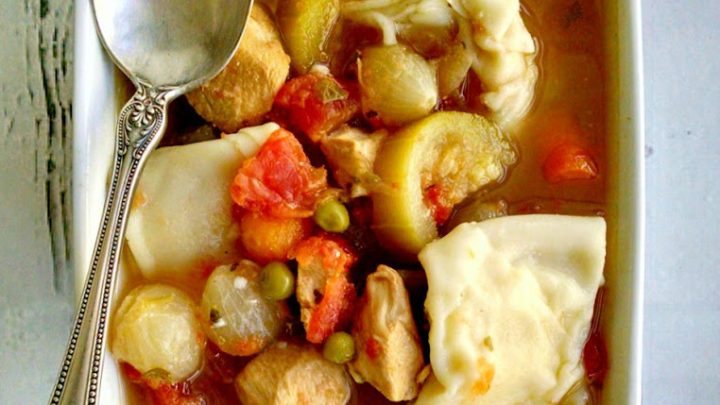 Chicken Minestrone with Goat Cheese Dumplings