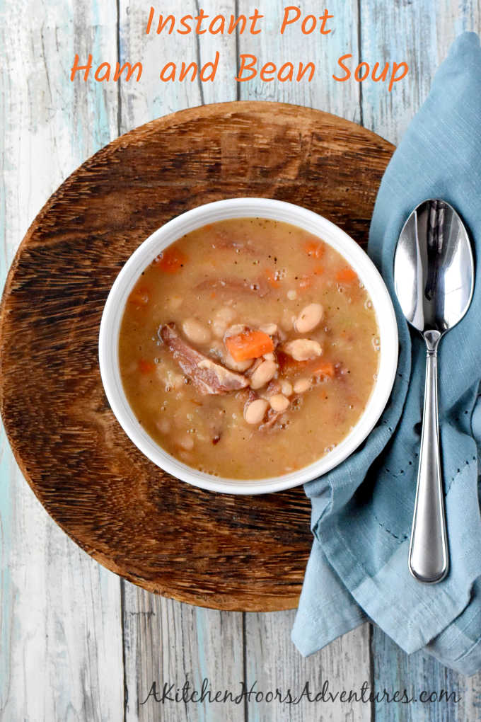 Instant Pot Ham and Bean Soup is a family favorite budget friendly recipe. Using leftover ham hock from New Year’s (or Easter if it’s vacuum sealed) an inexpensive bag of Navy beans, and you’ve got a delicious and hearty meal for your family.
