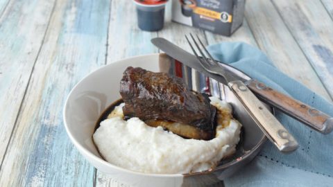 Braised in Java House Cold Brew coffee pods, these Coffee Braised Short Ribs can be made any time! You don't need to brew any coffee or have any leftover. The braising liquid is reduced into a fancy red-eye style gravy.
