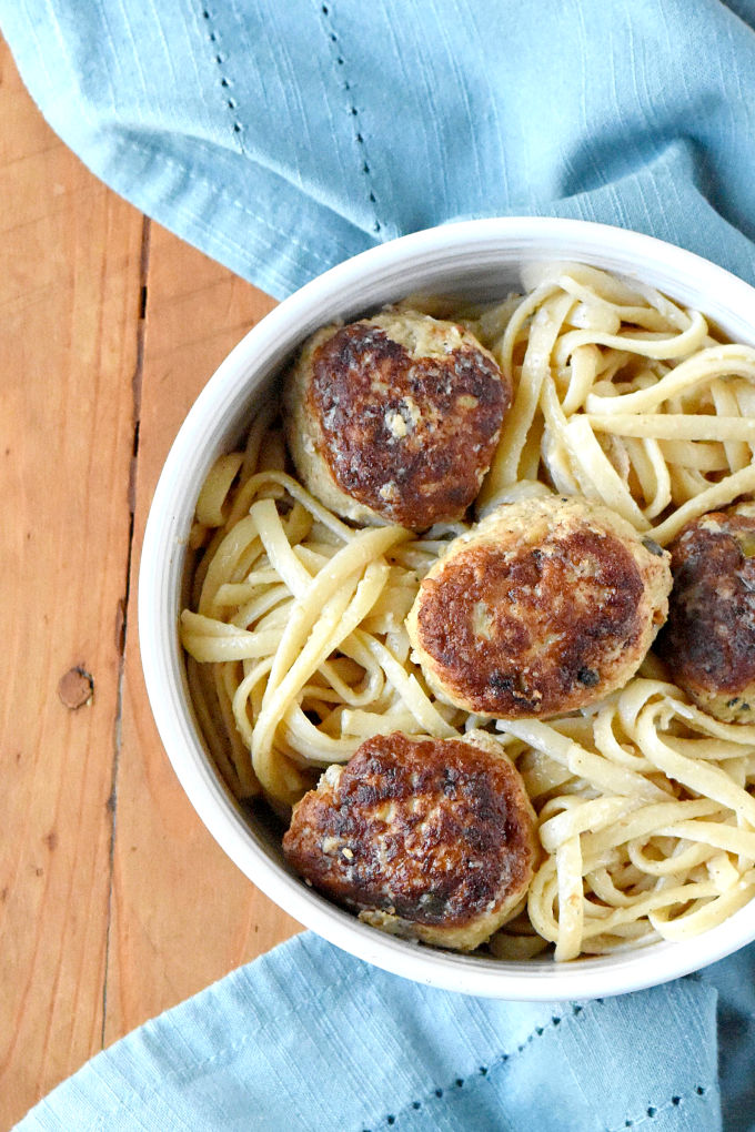 There's lemon zest in the meatballs and lemon juice in the sauce making these double lemony. Lemony Turkey Piccata Meatballs and Spaghetti turns the traditional dish into a fun and kid friendly dinner. #OurFamilyTable