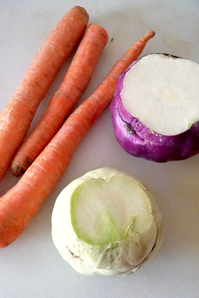 Swap out the cabbage in your slaw and try fresh and delicious kohlrabi.  Carrot Kohlrabi Coleslaw is super crunchy, has great flavor, and is the perfect twist on a southern classic picnic dish. #OurFamilyTable