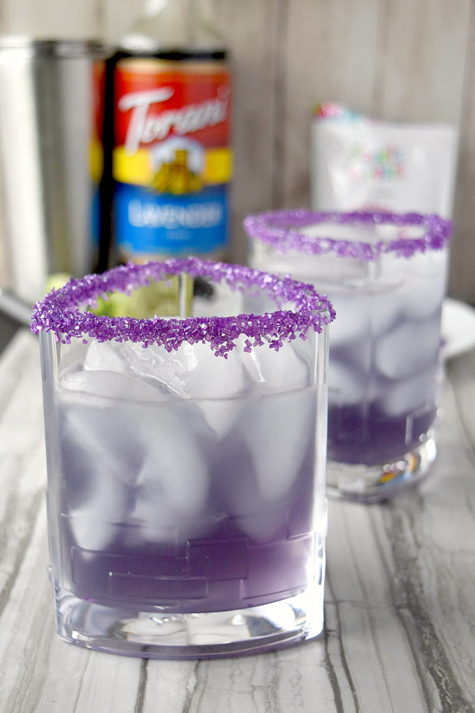Lightning Lavender Margarita has the perfect ratio of sweet to sour with a hint of lavender flavor.  The lightening comes from the American whiskey combined with the tequila.