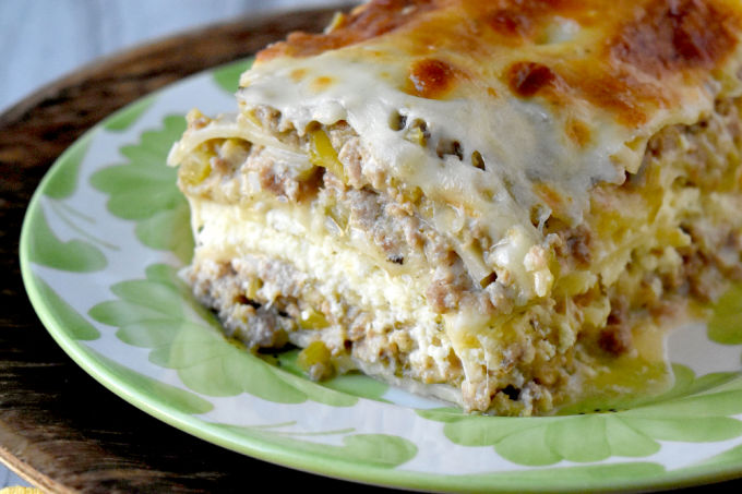 White Bolognese Lasagna has a depth of flavor you wouldn't expect. The creamy sauce is perfectly matched with the ricotta and noodles in this delicious dish. #NationalLasagnaDay
