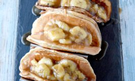 Using a protein rich pancake mix, these Pancake Tacos are full of flavor, energy, and delicious banana topping!  They're perfect for breakfast or an after school/work pick me up. #BacktoSchoolTreats
