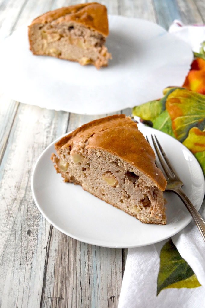 Irish Apple Cake is more quick bread than cake, but it's irresistible none the less.  The apples floating in the slightly sweet cake is perfectly fall and perfectly comforting. #FallFlavors