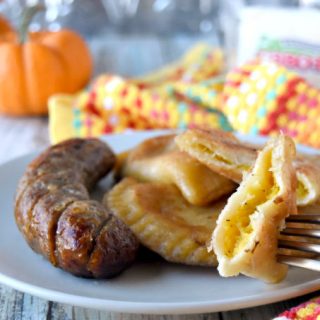 These Pumpkin Cheddar Pierogies are tender homemade dumplings are filled with freshly roasted pumpkin and seriously sharp Cabot cheese.  The slightly sweet pumpkin is the perfect pair with sharp cheddar cheese. #PumpkinWeek